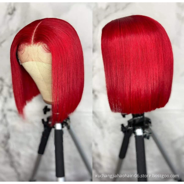 cheap human hair peruca 360 red lace frontal wig Closure Short Bob Wigs For Black Women